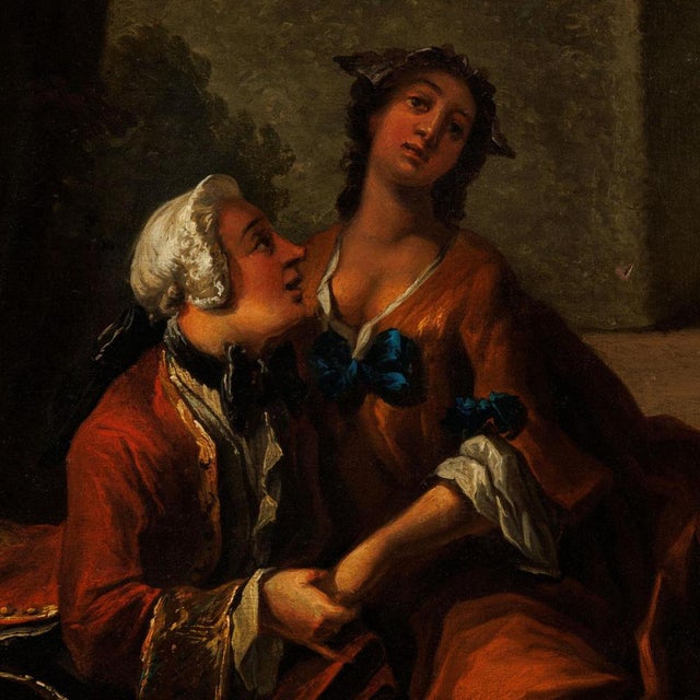 French School Artist, Gallant Party in the Park, Oil Painting, Mid-1700s, Framed For Sale - Image 4 of 8