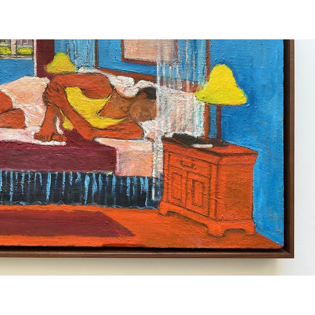 Matisse Style Vintage Mid Century Modernist " Bedroom, Afternoon Napping " Framed Original Post-Impressionist Impasto Oil Painting on Linen For Sale - Image 18 of 18