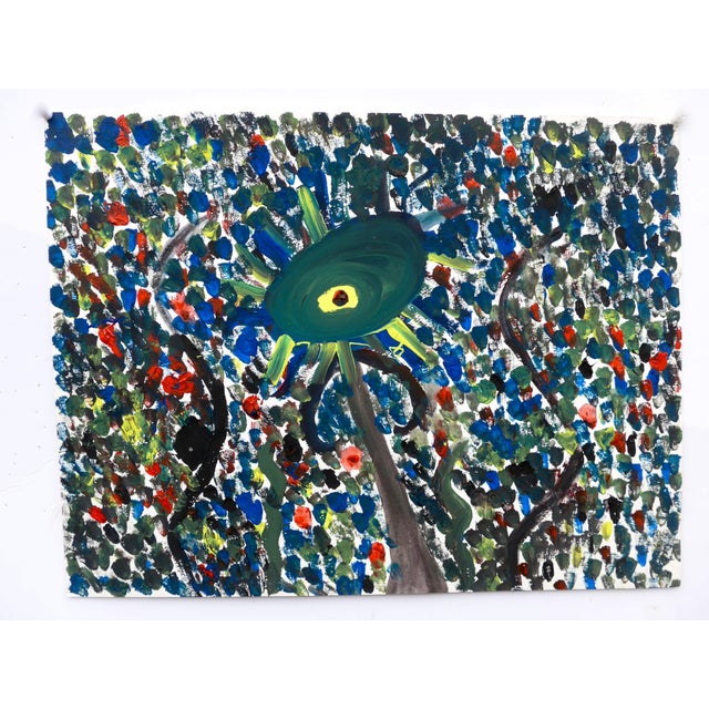 "Flower" Contemporary Abstract Gouache Painting on Paper For Sale - Image 4 of 4