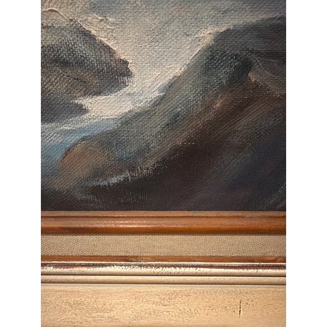 Vintage 1990s Signed Original Oil on Canvas Seascape in Wood Frame For Sale - Image 9 of 12