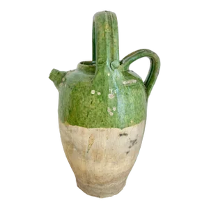 Late 18th Century Saintonge Green Glazed French Pottery Cruché