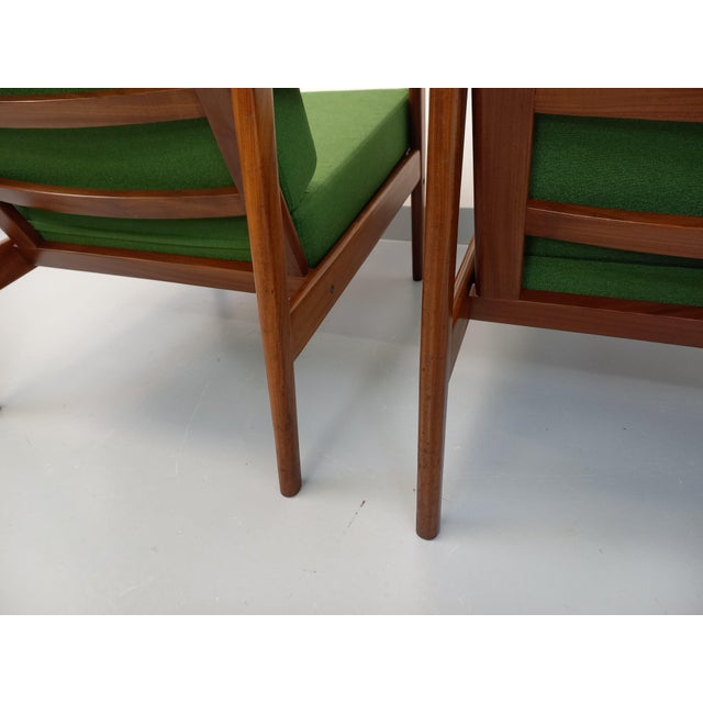 Vintage Scandinavian Chairs in Teak and Green Fabric, 1960s, Set of 2 For Sale - Image 9 of 18