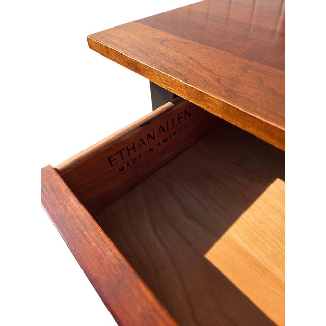 1990s Ethan Allan American Impressions Night Stand End Side Table Cherry Black For Sale - Image 12 of 13