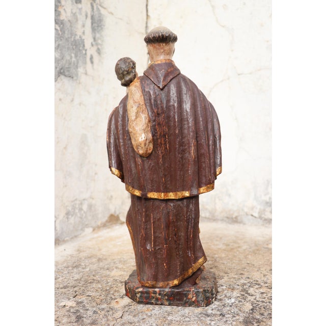 Saint Anthony With the Christ Child, Holding a Bag for Distributing Bread to the Poor, 18th Century, Portuguese For Sale - Image 4 of 11