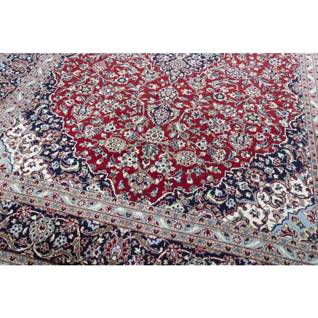 Textile Hand-Knotted Cork Wool Kashan Rug with Medallion Design, 2000s For Sale - Image 7 of 13