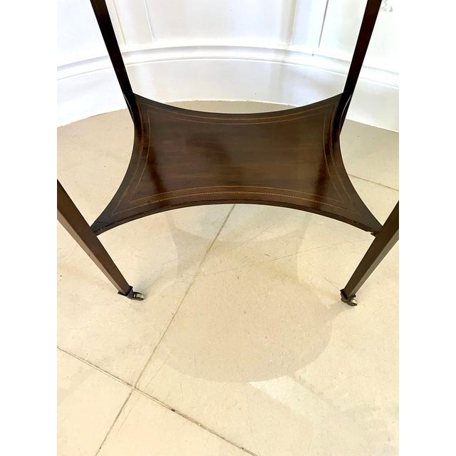 Antique Edwardian Oval Inlaid Mahogany Lamp Table For Sale - Image 13 of 16