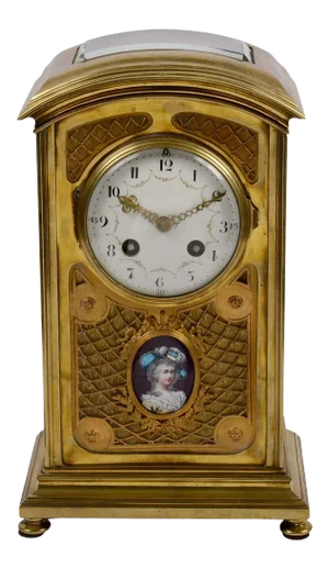 1890's Japy Freres Enamel Portrait Crystal Regulator Clock