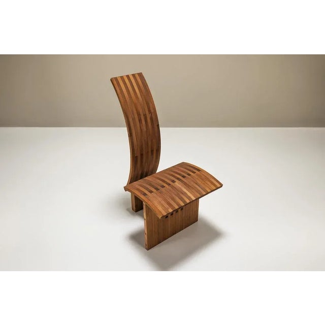 Architectural Curved-Back Chair in Wood, Netherlands, 1980s For Sale - Image 5 of 11