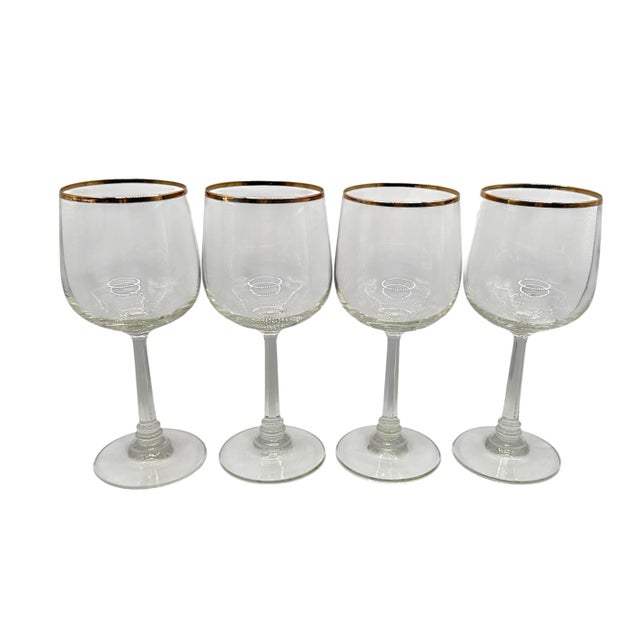 Vintage Clear Wine Glasses With Gold Rims - A Set of Four For Sale - Image 10 of 12
