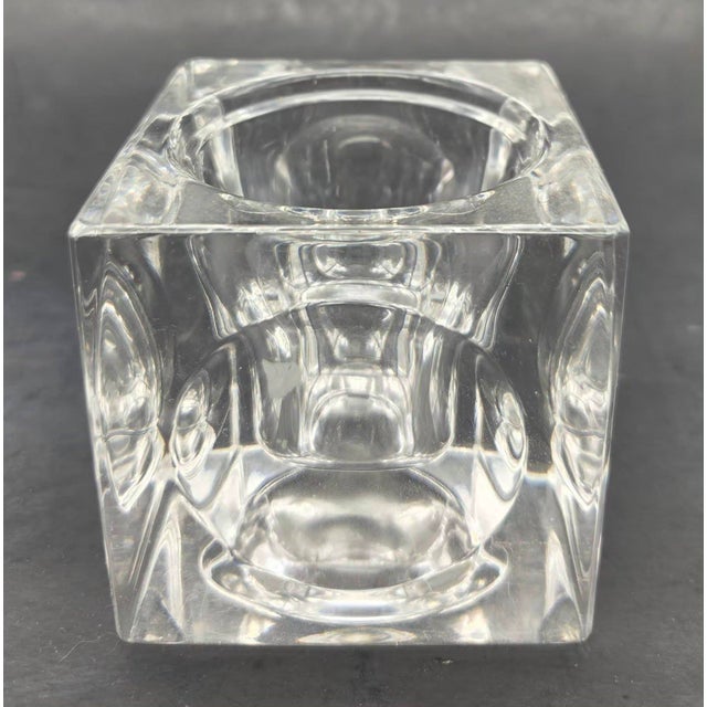 Offered is a vintage Late 20th Century optical and ornamental paperweight / bowl / tea-light candleholder created in the...