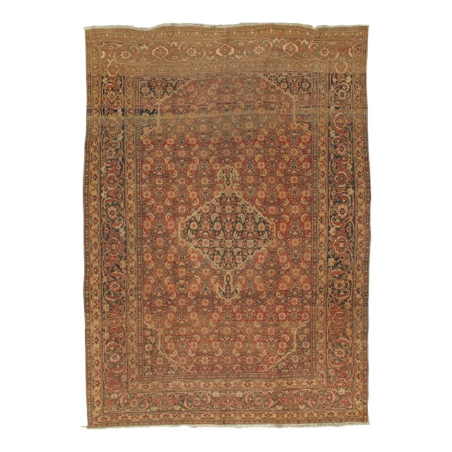 Antique Tabriz Carpet, Persian Rug, Handmade Oriental, Terracotta, Brown, Beige For Sale