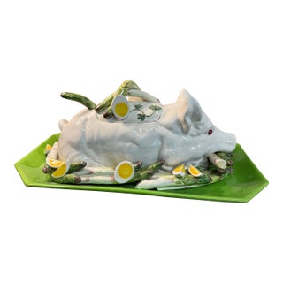 Ceramic Vintage Italian Majolica Pig-Form Soup Tureen For Sale