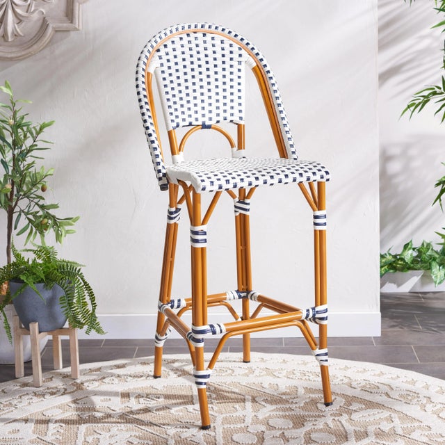 California Bar Stool - White/Navy For Sale - Image 4 of 11