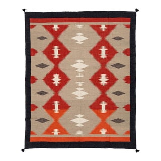 Modern Handmade Navajo Style Wool Area Rug – Contemporary Southwest Geometric For Sale