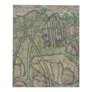 Mid Century Original Abstract Expressionism -- Sierra Mountains Cabin Landscape by Honora Berg For Sale