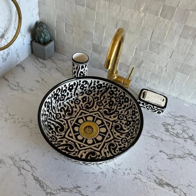 2020s Moroccan Ceramic Sink for Bathroom Handmade For Sale - Image 5 of 6