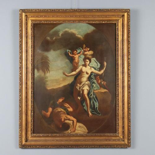 Painting with Allegory of America, 1700s, Oil on Canvas For Sale - Image 11 of 11