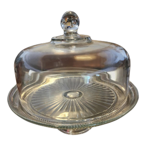 1980s Anchor Hocking “Canton” Glass Cake Dome and Multifunctional Server- 2 Piece