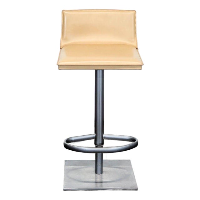 Frag Brushed Aluminum Counter Stool With Leather Seat For Sale