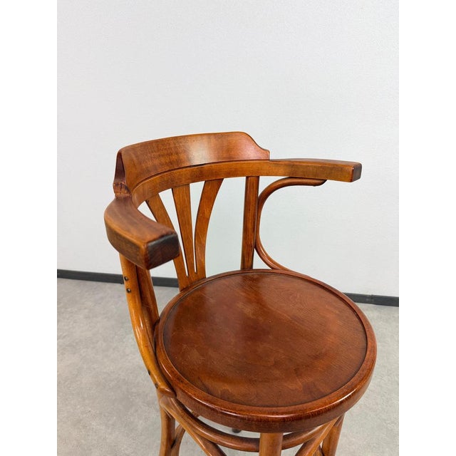 1930s Bentwood Bar Stool with Armrest, 1940s For Sale - Image 5 of 14