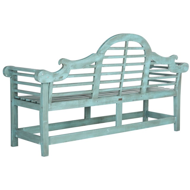 Modern Morrison Outdoor Bench in Beach House Blue For Sale - Image 3 of 5