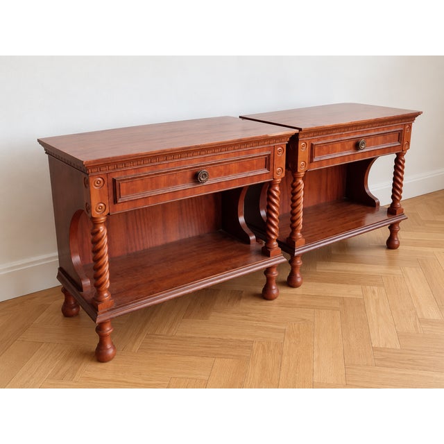 Mahogany Nightstands with Twisted Brackets, 1950, Set of 2 For Sale - Image 4 of 6