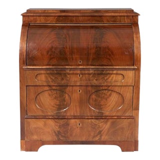 Mid 19th Century Biedermeier Mahogany Bureau a Cylindre Roll Top Desk For Sale