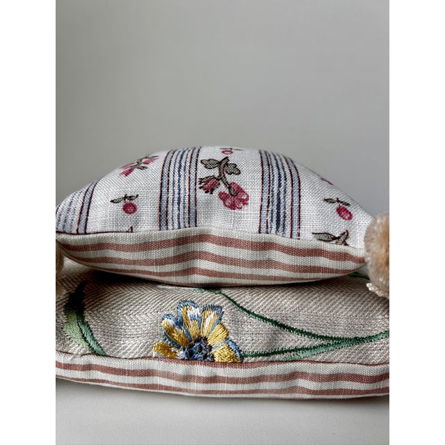 English Schumacher, Nina Campbell, Samuel & Sons Lavender-Filled Decorative Pillows - Collection of 2 (1 Large, 1 Small) For Sale - Image 3 of 12