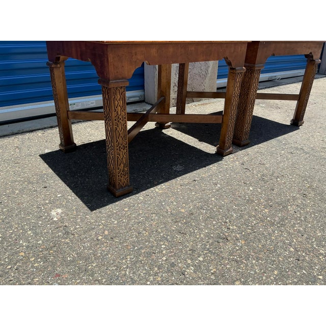Brown Pair of Mid Century Burled Walnut Tables For Sale - Image 8 of 8