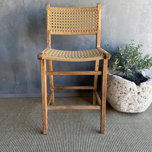 Not Yet Made - Made To Order Indoor Outdoor Solid Teak Wood Counter Height Stool For Sale - Image 5 of 11