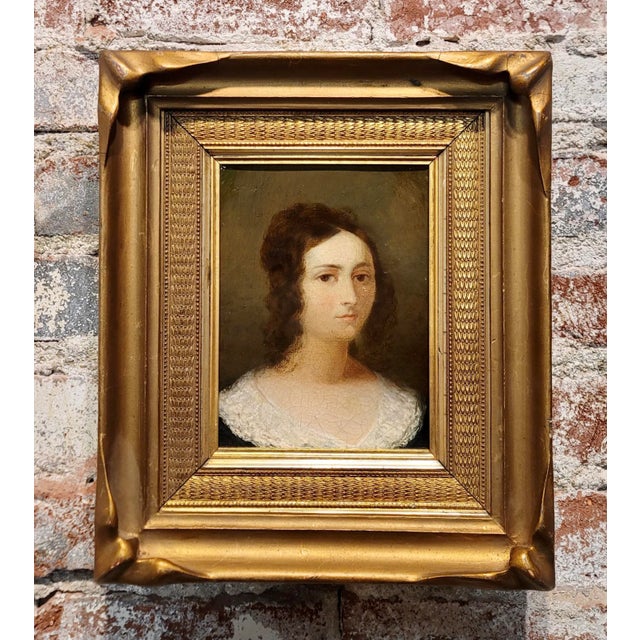 18th century portrait of a young Girl - Oil painting c1780s Oil painting on canvas - circa 1760/1780s canvas size 6x4" -...