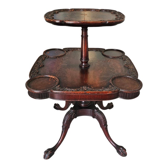 19th Century George III Style Carved Mahogany Two Tier Dumbwaiter For Sale