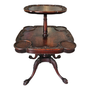 19th Century George III Style Carved Mahogany Two Tier Dumbwaiter