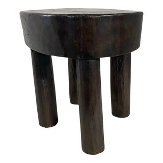 African Vintage Oval Wood Milk Stool Hehe Gogo People Tanzania 11" H For Sale