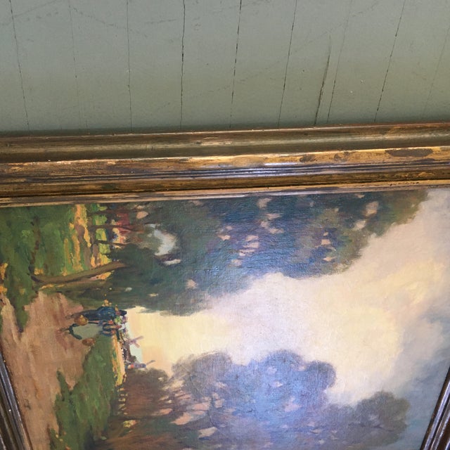 1920s Returning Home Landscape With Dutch Couple and Windmill For Sale - Image 9 of 12