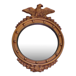 Antique American Federal Gold Gilt Eagle Bullseye Convex Mirror