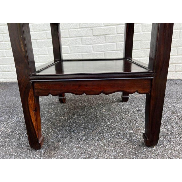 Antique Rosewood Plant Stand Side Table. 19th Century Solid wood, carved on apron Sturdy and heavy . Ming style...
