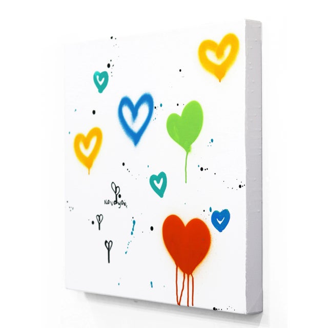 Playful Graffiti Painting Street Art "Golden Hearts" Original Artwork by Amber Goldhammer For Sale In Los Angeles - Image 6 of 10