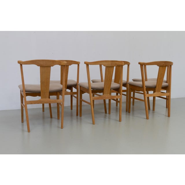 Wood Danish Brutalist Oak Dining Chairs attributed to Henning Kjærnulf, 1960s, Set of 6 For Sale - Image 7 of 18