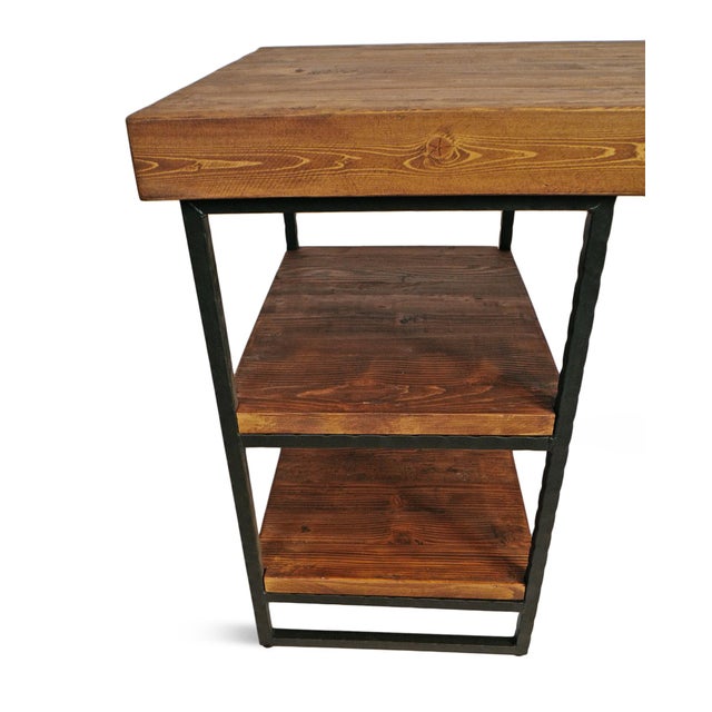 Wood Reclaimed Wood & Iron Shelf Desk For Sale - Image 7 of 8
