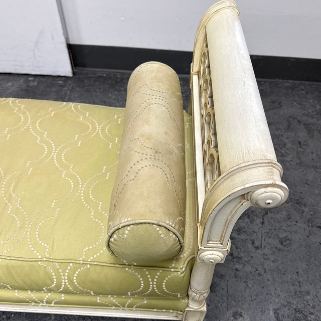 Drexel Heritage Neoclassical Brushed Linen Settee For Sale - Image 9 of 12