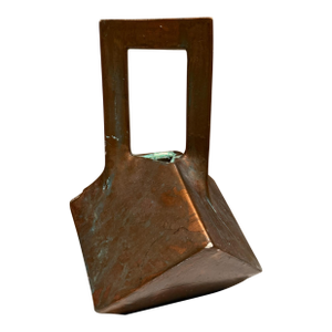 Pottery Faux Bronze Geometric Tea Pot Ceramic Studio Signed