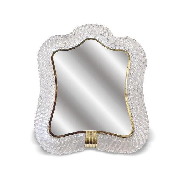 1940s Table Mirror in Hand-Blown Murano Glass from Barovier & Toso, Italy, 1940s For Sale - Image 5 of 6