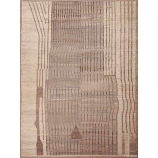 Nazmiyal Collection Neutral Earthy Tribal Geometric Area Modern Rug For Sale