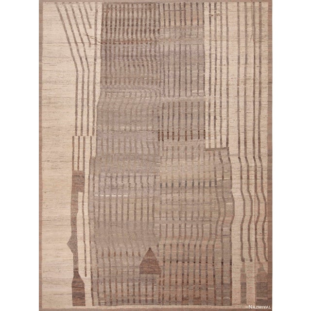 Nazmiyal Collection Neutral Earthy Tribal Geometric Area Modern Rug For Sale
