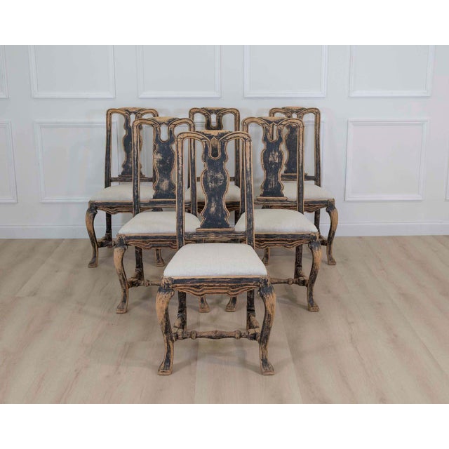 Set of Six Swedish Baroque Chairs, Circa 1750 For Sale - Image 10 of 14