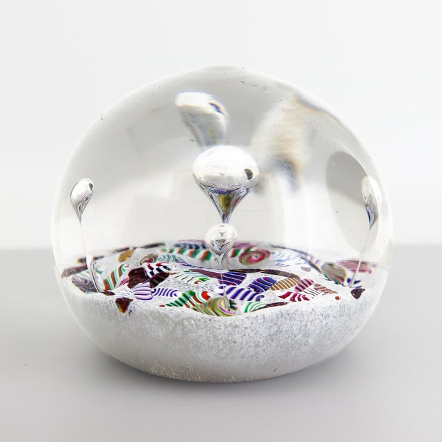 Paul Ysart Attributed Harlequin White Ground/Polychrome Twist Glass Paperweight For Sale - Image 12 of 15