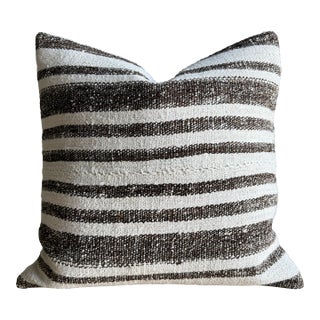 Vintage Rug Pillow Cover With Stripes For Sale