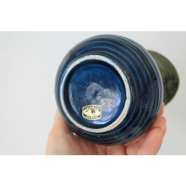 Blue Vintage Inarco Blue and Green Ceramic Pitcher With Matching Underplate For Sale - Image 8 of 11