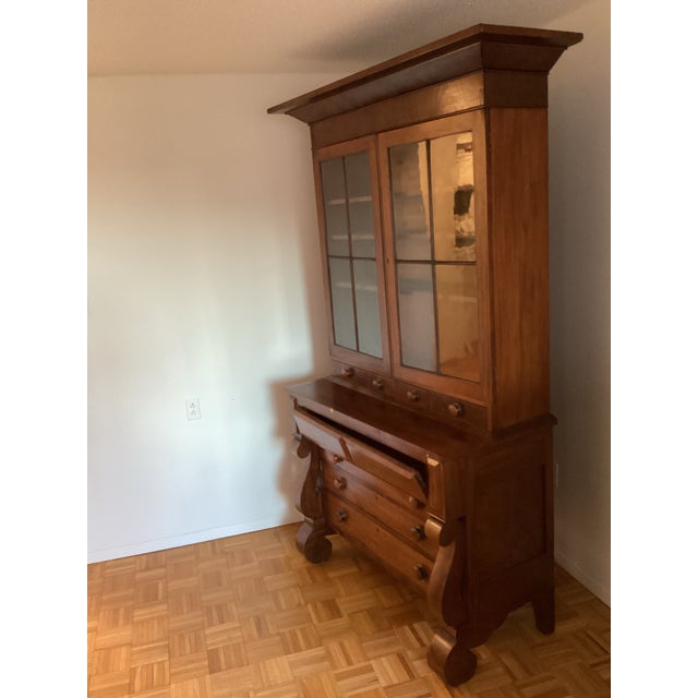 Antique Glass Door Hutch-Desk and Drawers For Sale - Image 4 of 11